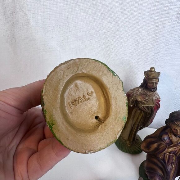 Vintage Hand Painted Italian Nativity Scene Creche Composite Christmas Holiday - Picture 8 of 9